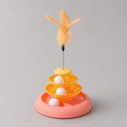 3-layer cat toy roller with feather and balls – interactive track toy for cats India