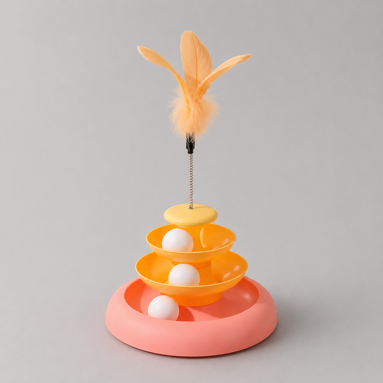 3-layer cat toy roller with feather and balls – interactive track toy for cats India