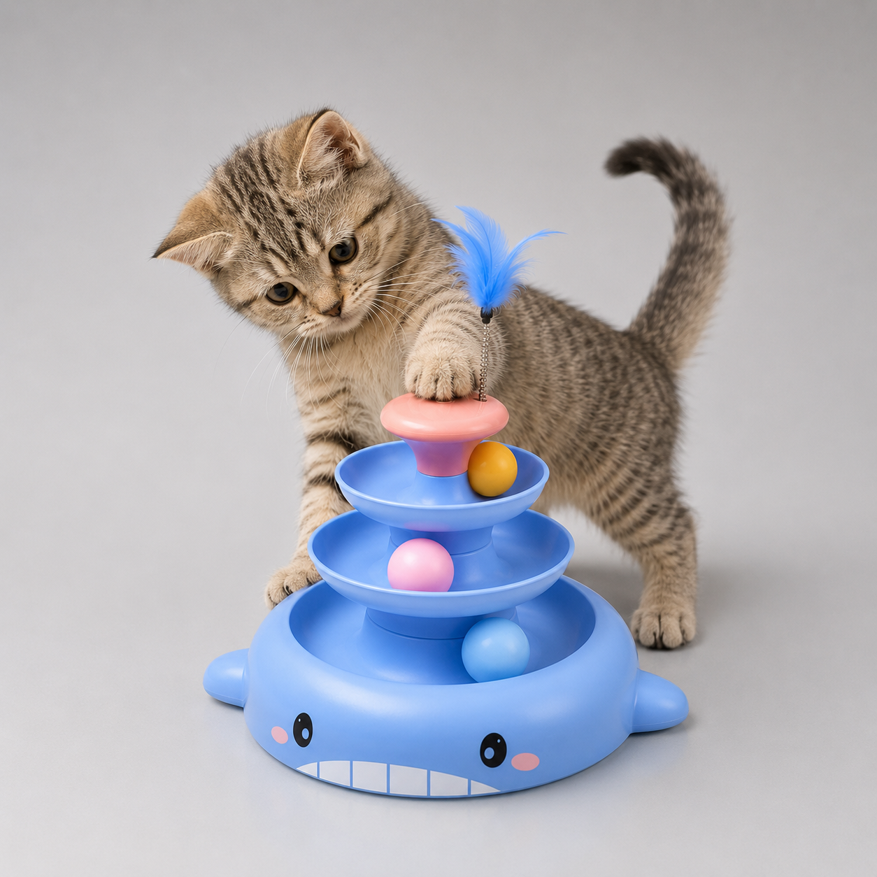 Cat ball track toy 3 layers – stimulating indoor play toy for kittens