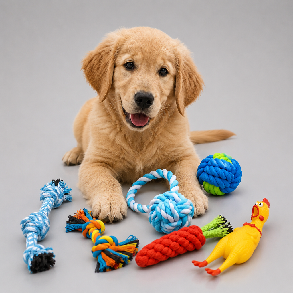 Dog toy combo pack 6 pieces – interactive play set for puppies and dogs
