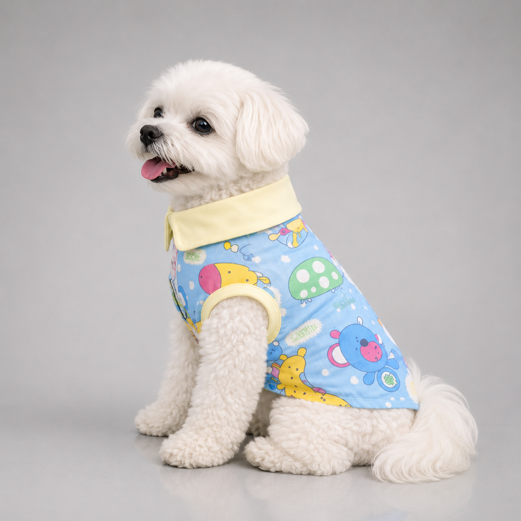 Cartoon print dog t-shirt XS – cute graphic tee for small dogs India