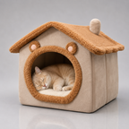 Cat cave house foldable – soft warm hideout bed for indoor cats