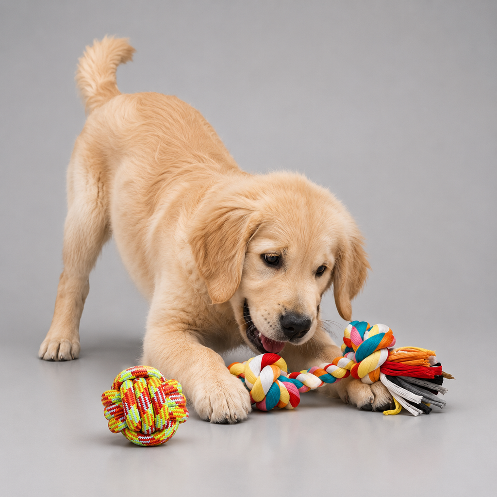Dog rope chew toy set – interactive tug toy for small and large dogs