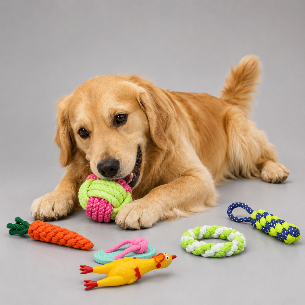 Chew toy set for dogs – safe teething toys for small and large breed dogs