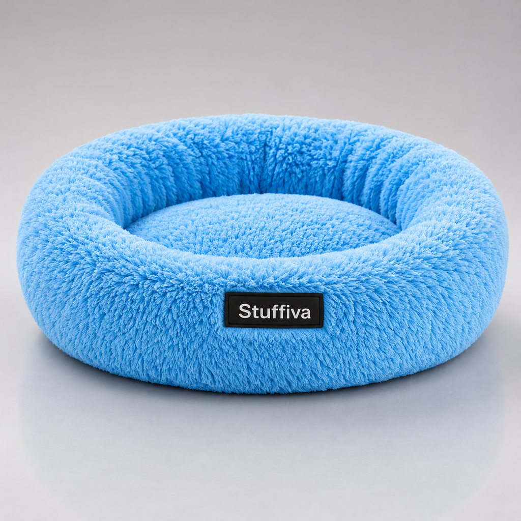 Donut shaped pet bed for puppies and cats – soft plush round calming bed India