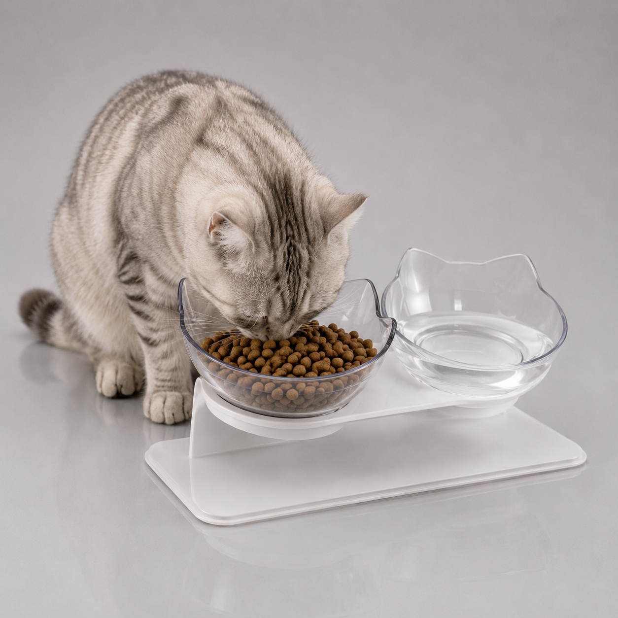 Raised double pet bowl stand – ergonomic feeding station for dogs and cats