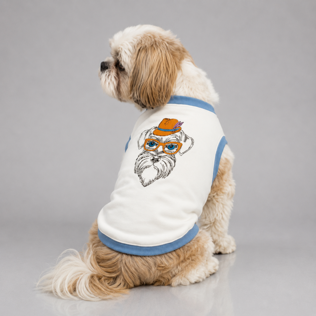 Embroidered cotton dog t-shirt – soft breathable tee for small dogs India