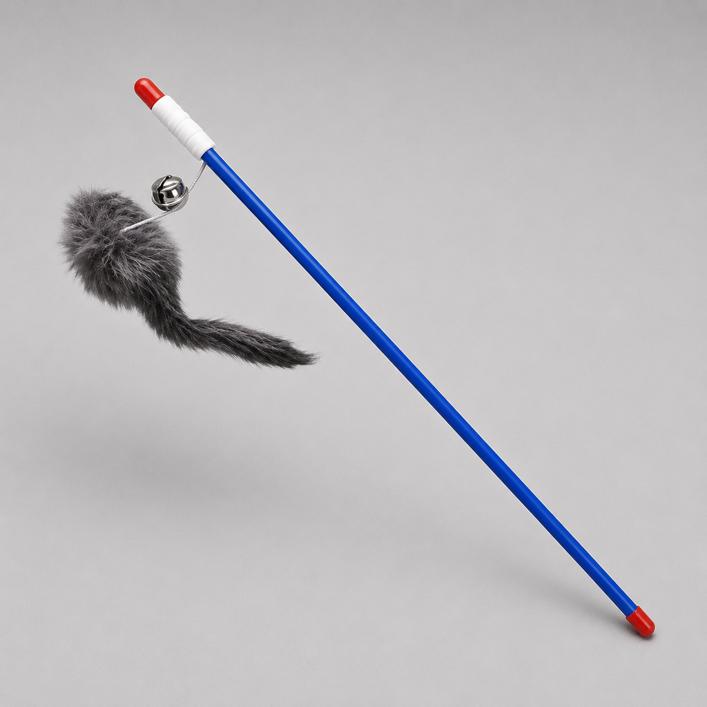 Furry mouse wand cat toy – interactive teaser toy for cats and kittens India