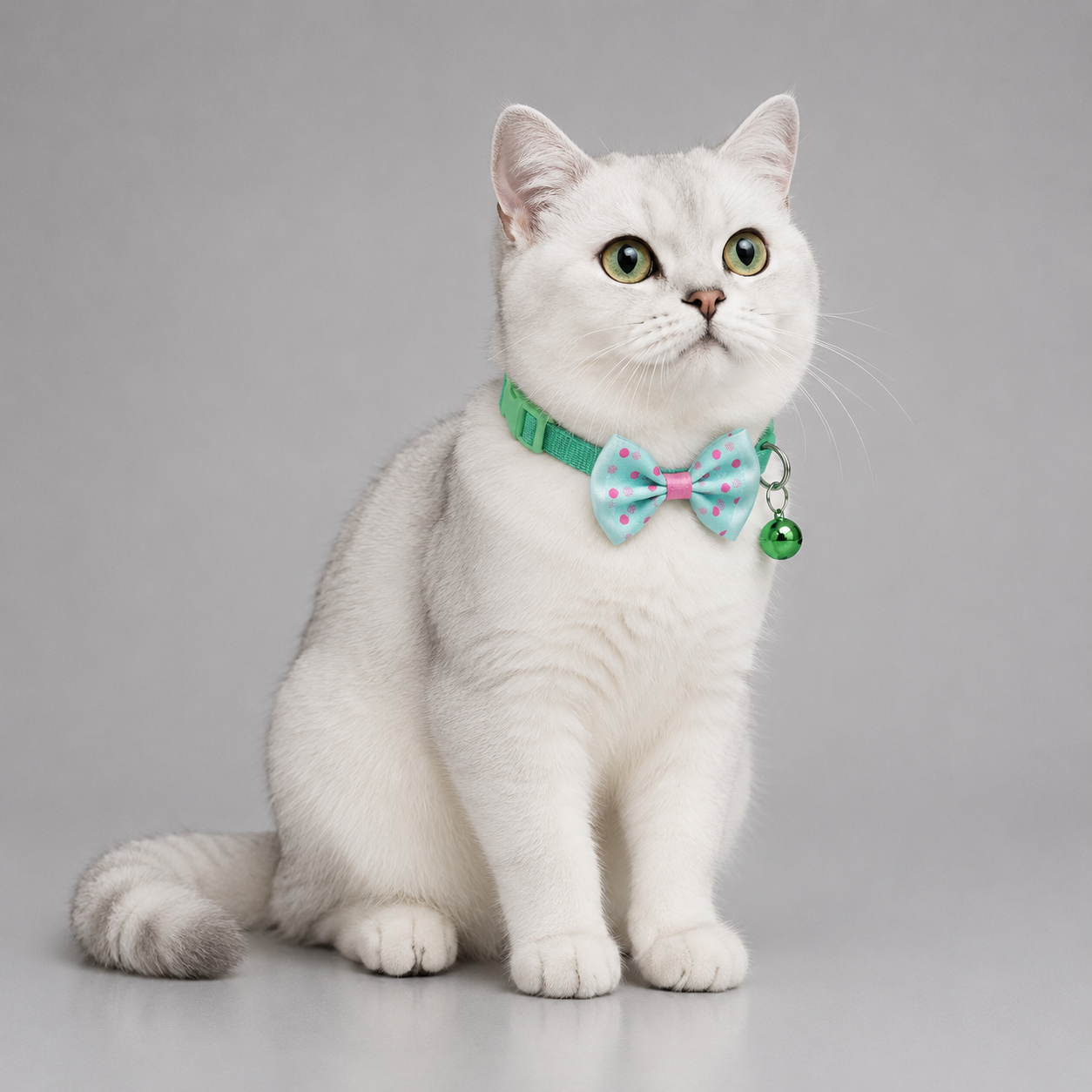 Green bow cat collar with safety bell – stylish kitten accessory India