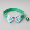 Green cat collar with bell and bow – cute adjustable collar for kittens