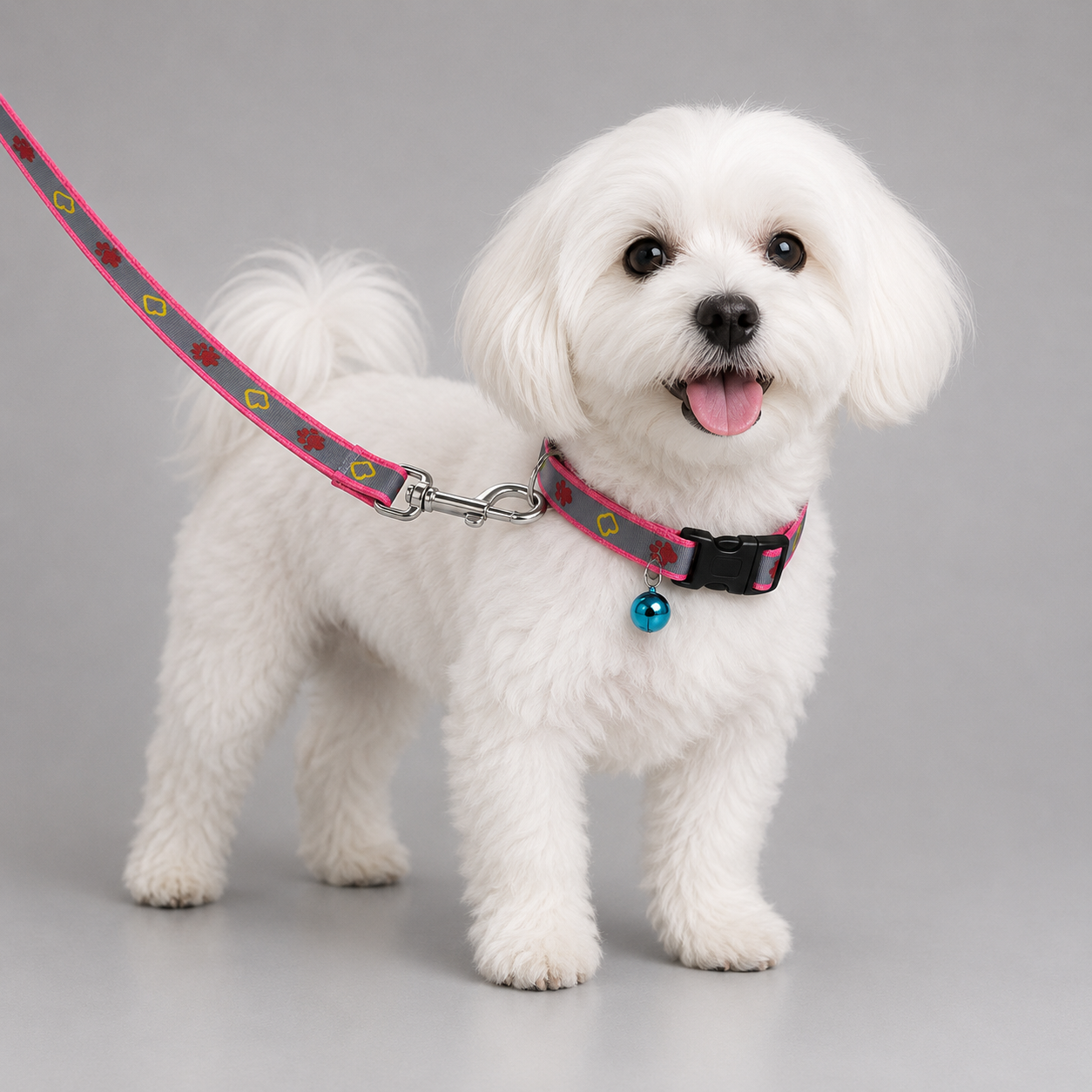 Reflective dog collar and leash with bell – adjustable nylon safety set