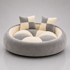 Cushioned round pet bed – comfortable washable bed for puppies and kittens