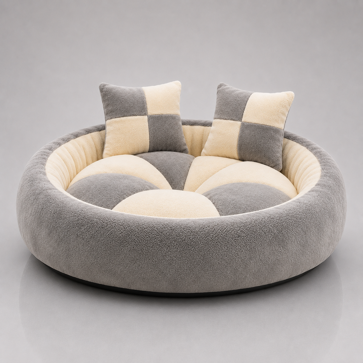 Cushioned round pet bed – comfortable washable bed for puppies and kittens